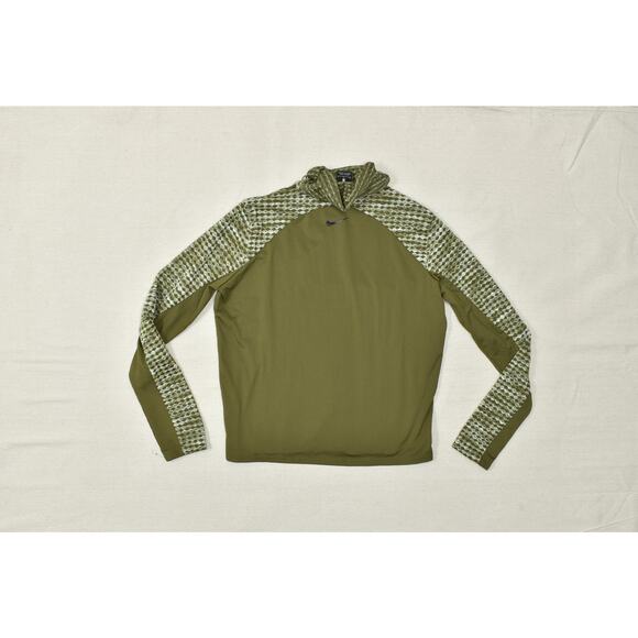 Nike Pro Hyperwarm Men's Green Pullover Sweatshirt Top Regular Size XL Geometric - Picture 2 of 8